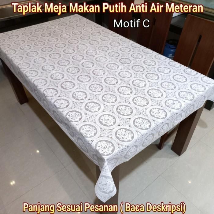 PREMIUM Taplak Meja Makan Putih Polos Plastik Anti Air Meteran Per 50 cm