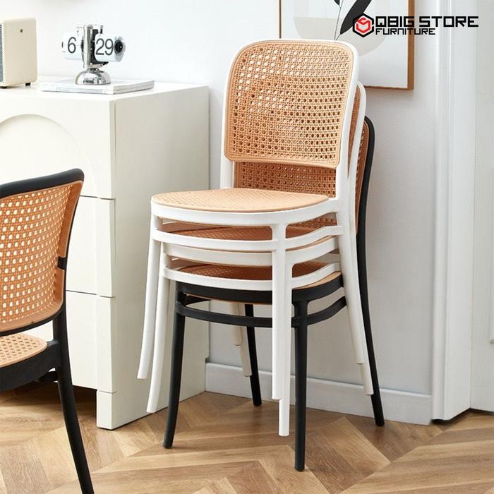 PREMIUM Kursi Makan cafe rotan sintetis kursi teras plastik anyaman