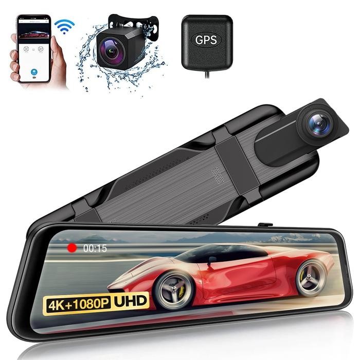 4K Rearview Mirror Camera CAR DVR Dual Dash Cam 4K Mirror Black Box