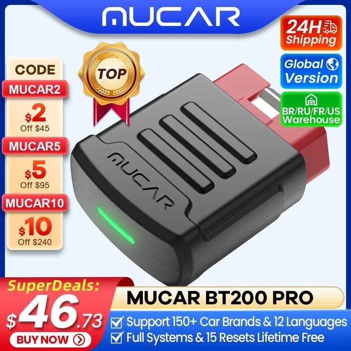 MUCAR BT200 BT200 PRO OBD2 Bluetooth Scanner Automotive Car
