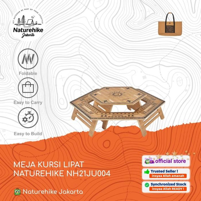 TERMURAH MEJA KURSI LIPAT KAYU PORTABLE CAMPING OUTDOOR NATUREHIKE NH21JU004