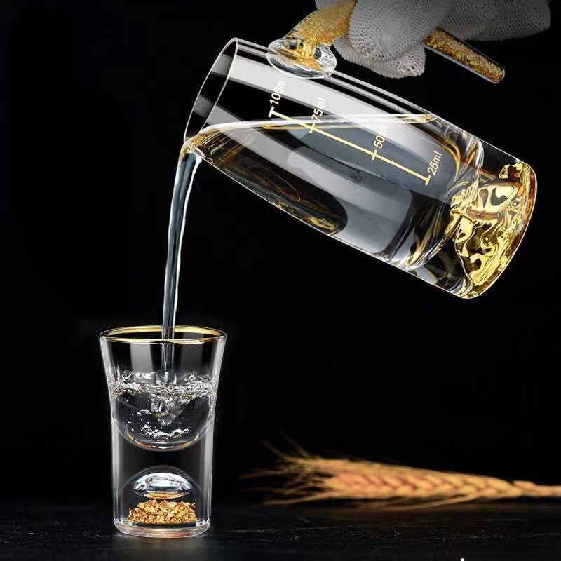 New Chinese Style Gold Foil White Wine Glass Set Personalized