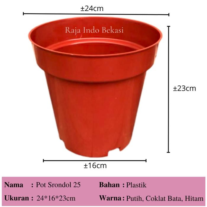 [Sp] Pot Tinggi Srondol 25 Coklat Merah Bata Pot Tanaman Bunga Tinggi Jumbo Pot Hias Aglonema Pot