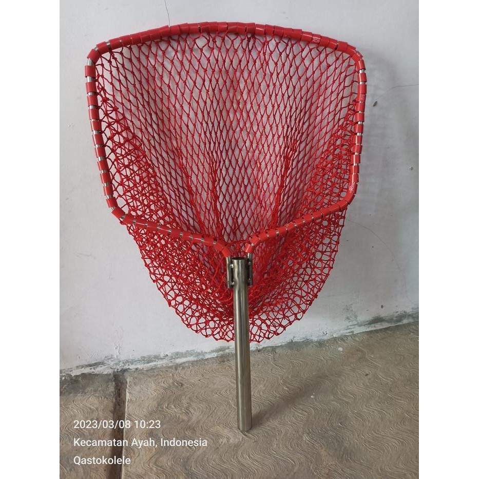 Serokan Ikan Stainless Besar Jaring Nilon Gagang Panjang Telescopic