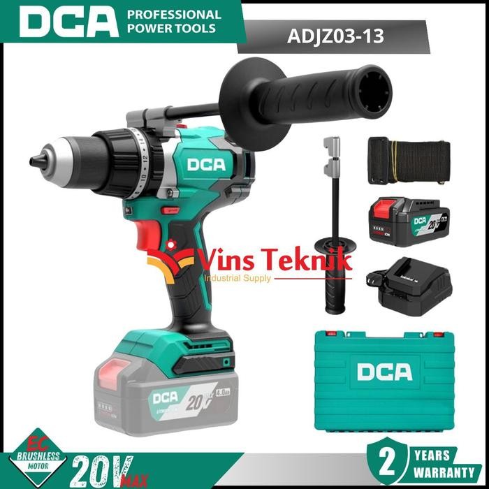 DCA ADJZ03-13EM Mesin Bor Baterai Cordless Brushless Impact Drill 13MM 20V ADJZ03-13 EM