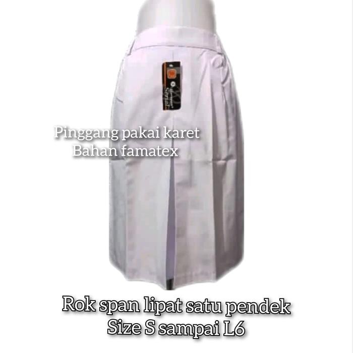 ROK SPAN BELAH SATU/ROK PASKIBRA SMA PENDEK PUTIH SIZE S SAMPAI L6