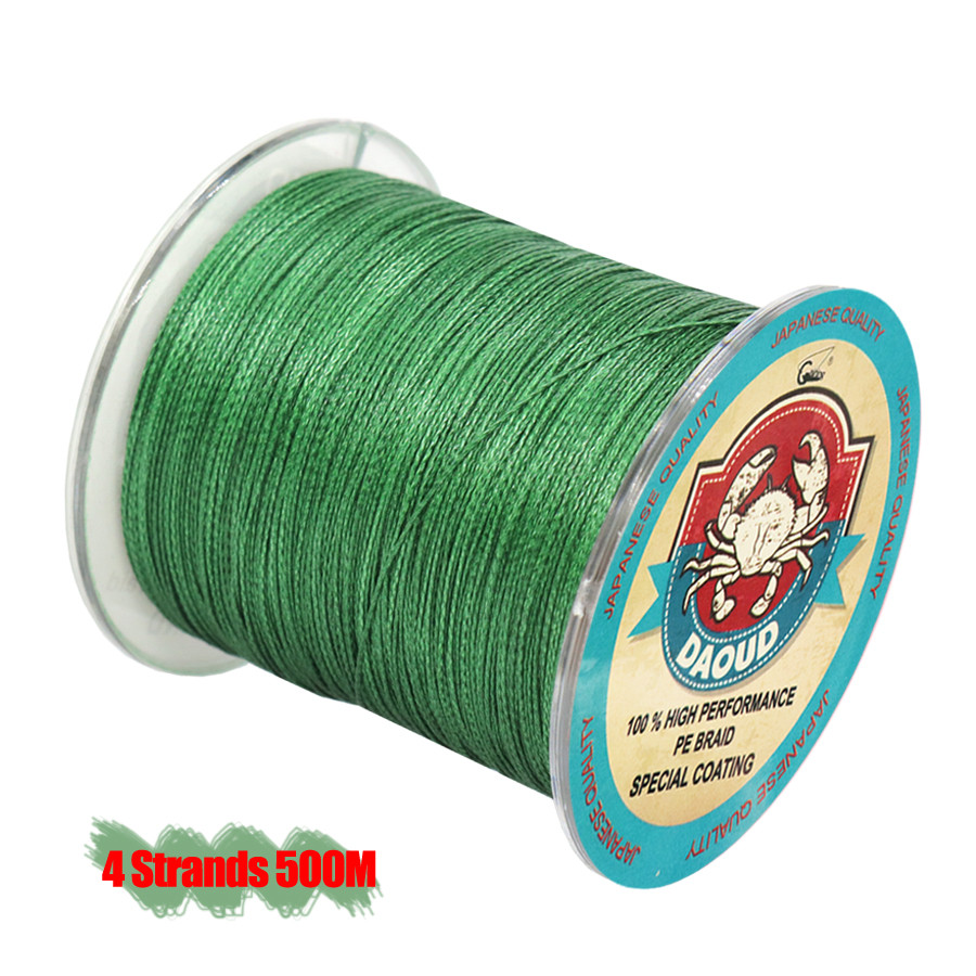 DAOUD 4 Strands 500M PE Braided Fishing Line 8 10 20 30 40 50 100LB