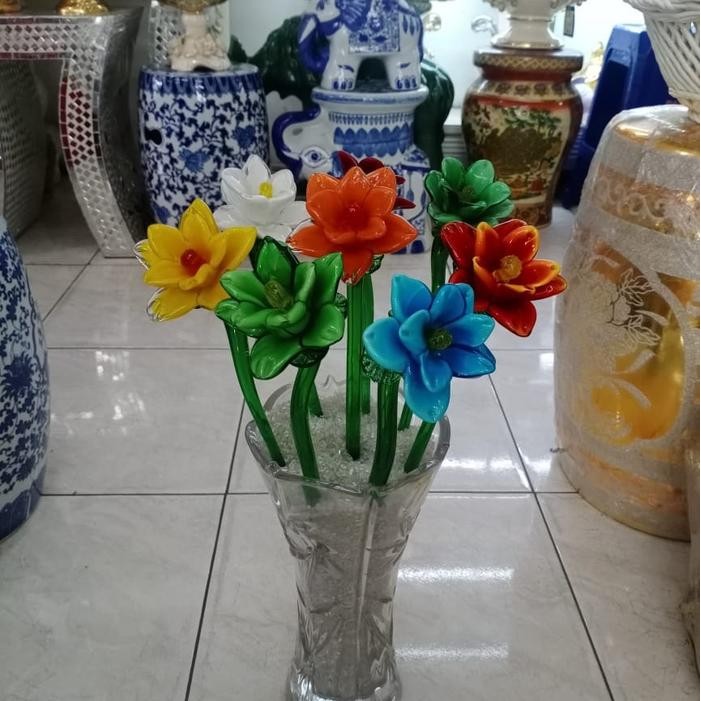 Bunga Mawar Kristal Bunga Mawar Kaca Tinggi 35 Cm