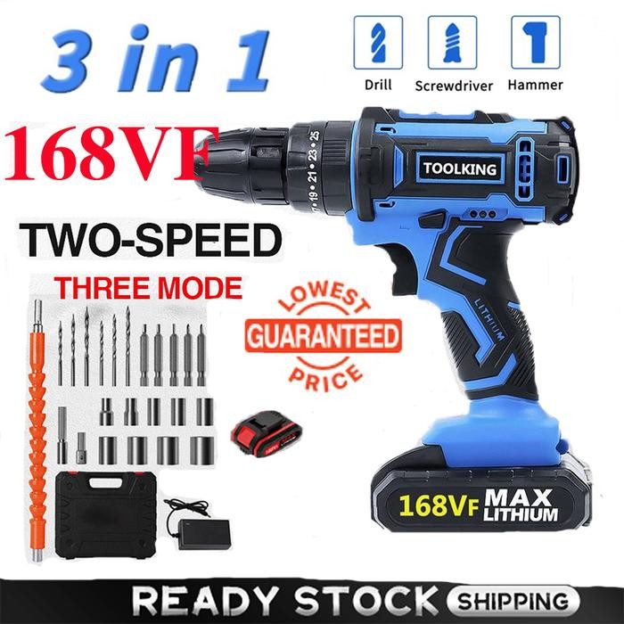 Bor baterai / Bor Tanpa Kabel / Bor Listrik 198VF / Bor Tangan Listrik