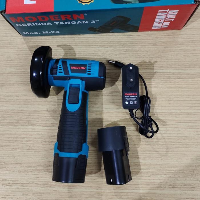 Modern M-24 Mini Mesin Gerinda Tangan Brushless Angle Grinder Cordless 12V 2Baterai