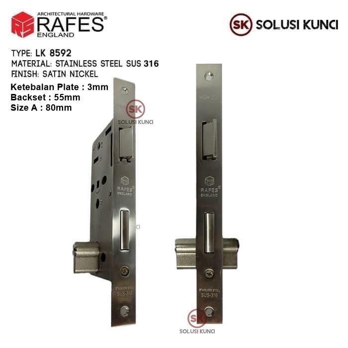 Sale Bodi Kunci Pintu Lidah Rafes England Stainless Steel Sus 316 (Lk 2958)