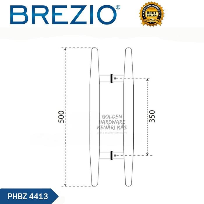Paling Berkualitas Brezio Phbz 4413 Pull Handle Gagang Pintu Rumah Minimalis 2 Daun 50Cm Matte Black