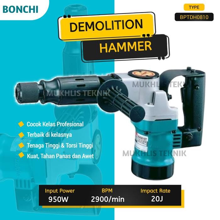 Mesin Jack Hammer Drill 0810 Bonchi Bor Bobok Beton Demolition Hammer Bptdh0810