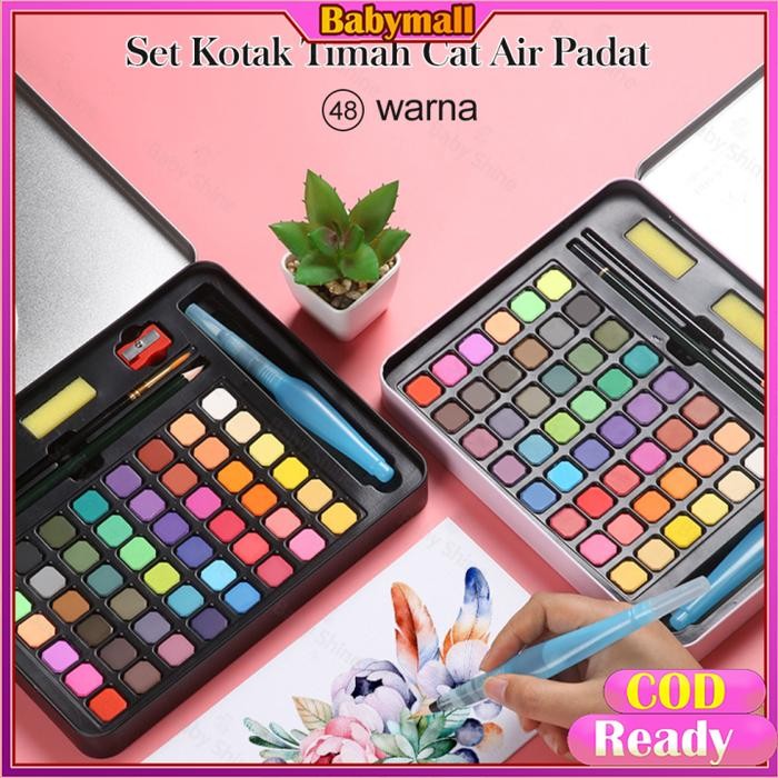 

SALE TERHOTT 48 IN 1 WATERCOLOR SET / WATERCOLOUR CAT AIR PADAT DENGAN ALAT KUAS SENI LUKIS CAT AIR