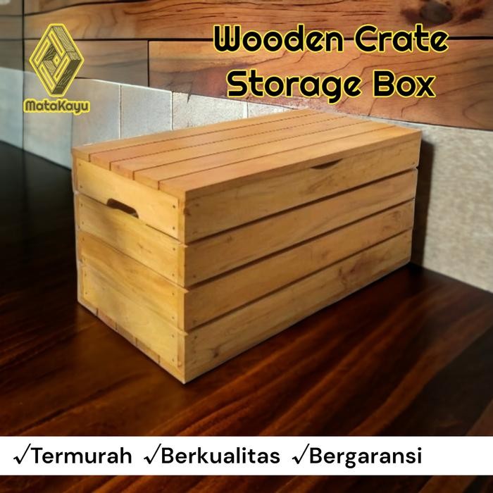 Wooden crate kotak peti kayu tutup storage box penyimpanan kursi meja