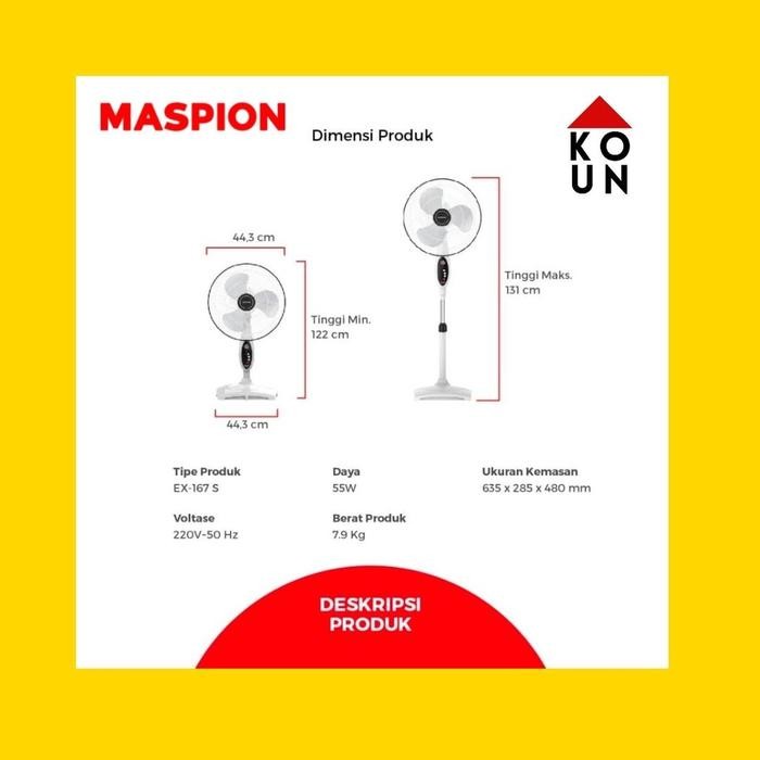 KIPAS ANGIN 2 IN 1 KIPAS MEJA + BERDIRI MASPION EX-167 S /