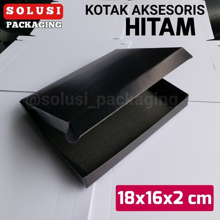 KOTAK HITAM 18x16x2cm KARDUS POLOS KARTON BOX HAMPERS DUS KAOS BAJU