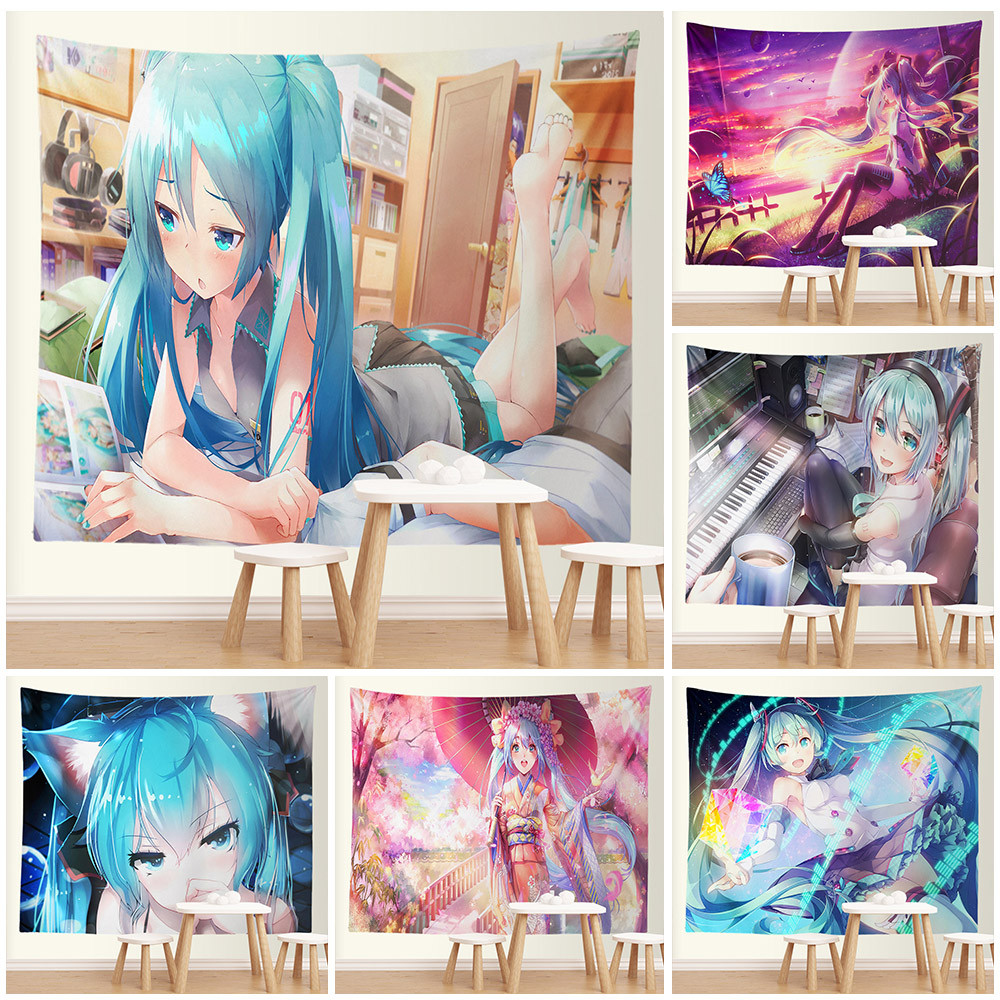 Anime Girl Tapestry Wall Hanging Kawaii Room Decor Hippie Japanses Anime Large Cloth Wall Tapestry