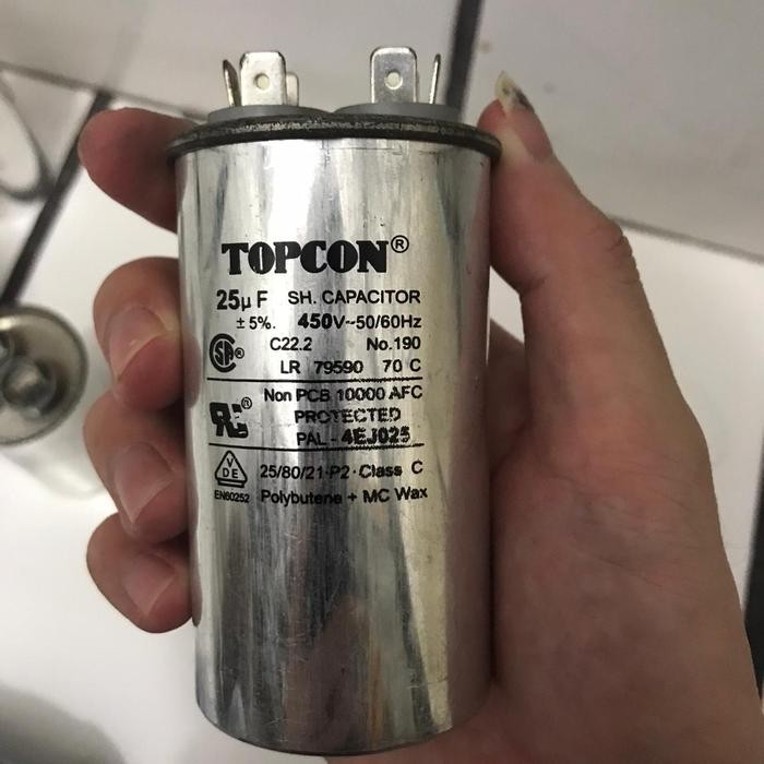 Kapasitor Capacitor TOPCON Running 25UF 25 UF Micro 450V 450 Volt