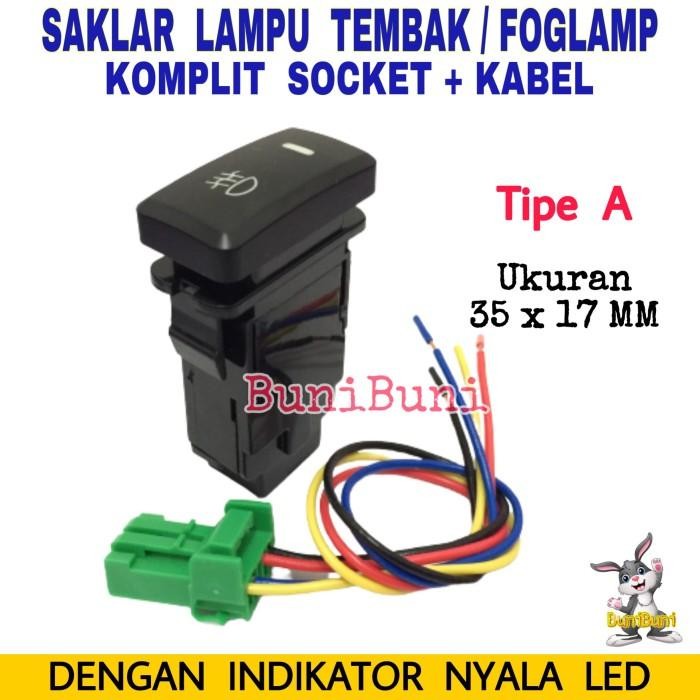 SAKLAR FOGLAMP / Switch Lampu Kabut Mobil Komplit Socket +Kabel