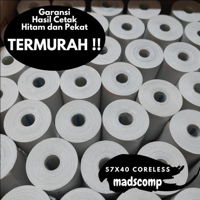 

1 Dus Isi 100 Roll Kertas Thermal Roll 57X40 Printer Bluetooth Pos Terbatas