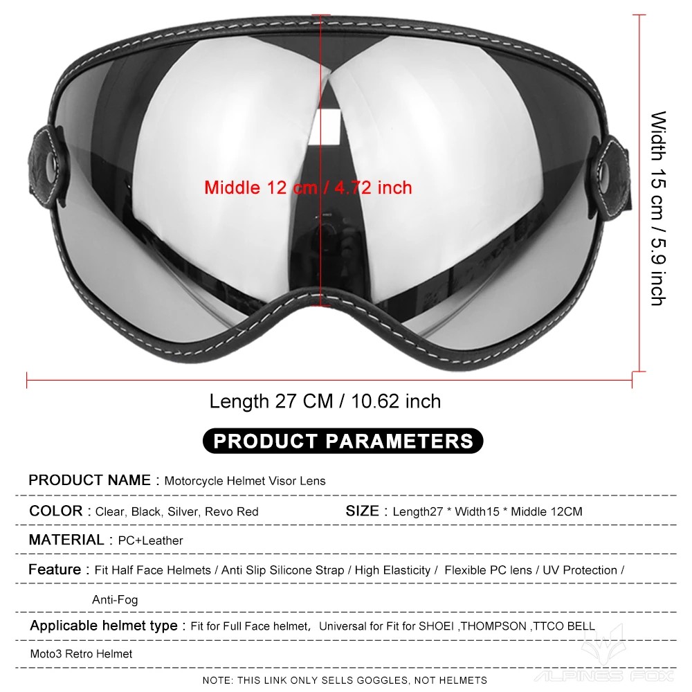 Windproof Motorcycle Helmet Goggles Windshield Retro Bubble Visor Lens Fit For SHOEI EX-ZERO/RYMIC