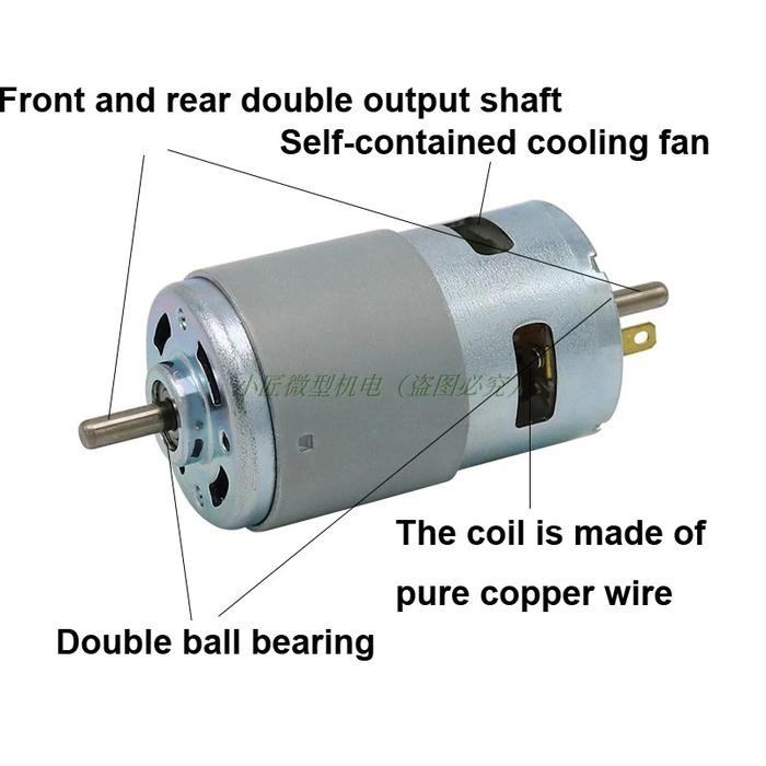 DC 795 MOTOR DOUBLE SHAFT BALL BEARING LARGE TORQUE DC 12V 24V