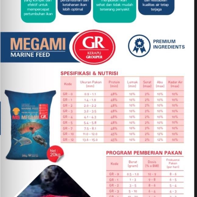 MEGAMI GR Makanan Ikan Kerapu 20Kg