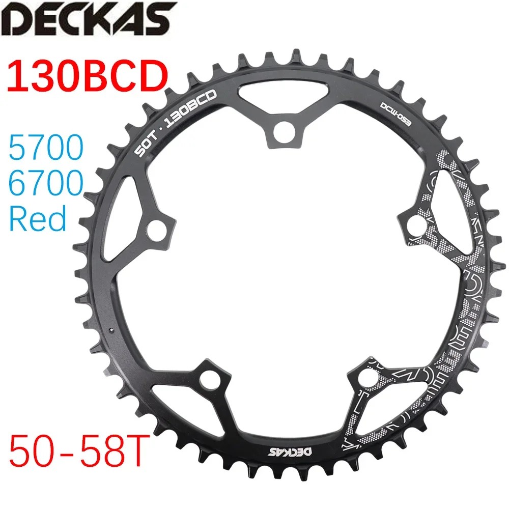 Deckas Chainring 130 BCD Round for Shimano 5700 6700 50 52 55 58 T 60T Road Bike ChainWheel 130bcd
