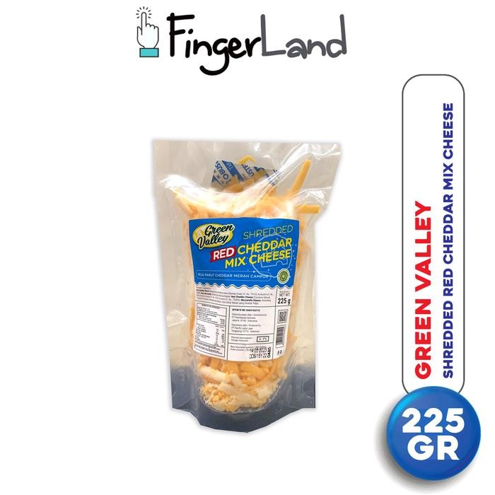 

GREEN VALLEY Shredded Red Cheddar Mix Cheese 225 Gram Keju Campur