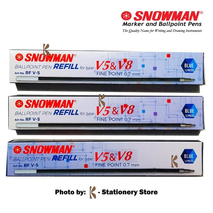 

[Lusin] Refill / Tinta Isi Ulang Ballpoint Pen Snowman V-5 or V-8 BIRU