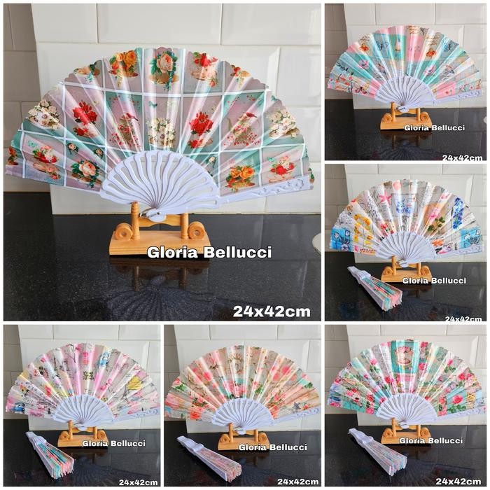 Kipas Lipat Tangan Bunga Mawar Jepang Cina Souvenir Flower Japan China