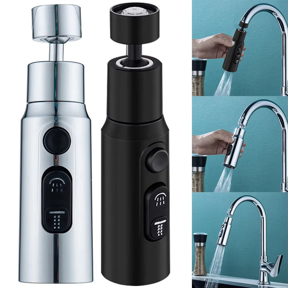 

New Faucet Extender 360 Universal Rotate Extension Splash Proof Aerator 3 Modes Kitchen Sink