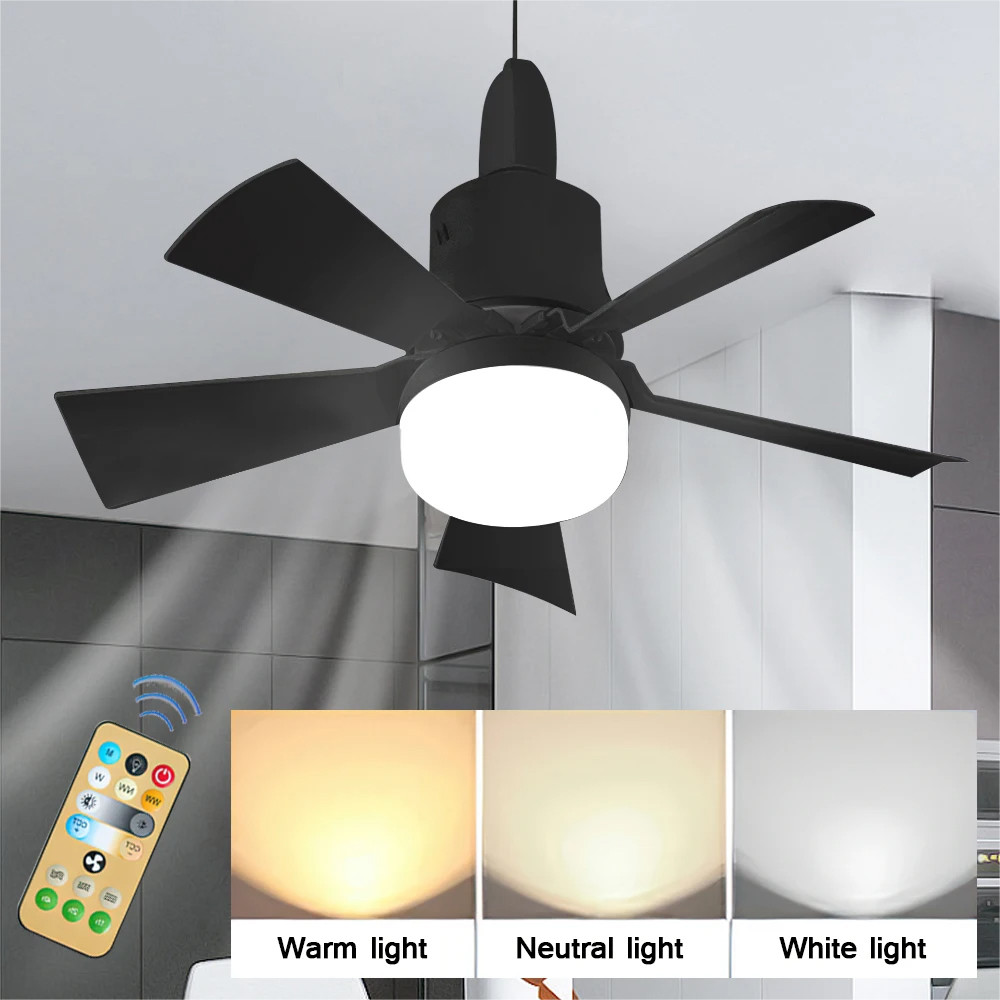 

LED Ceiling Fan With Light Remote Control Three Color Dimming 30W E26 Base Detachable Fan Lamp Leaf