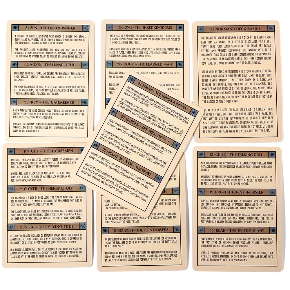 

1Pcs Deck Tarot Slavic Folklore Lenormand Fairy Tale Oracle Cards Tarot Oracle Card Playing Card For