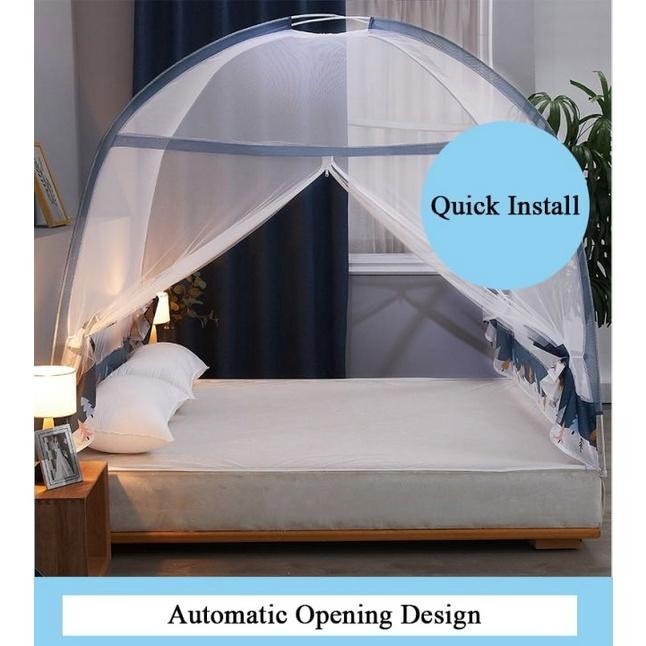 (Allthebest) Kelambu Lipat Kelambu Tempat Tidur Dewasa Portable Mosquito Net