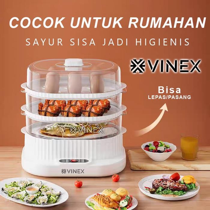 Electric Steamer Alat Kukus 10L Kukusan Listrik Multifungsi 3 Lapis