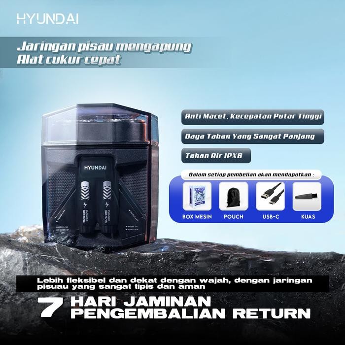 1- {LIVE/COD} VIRAL BARU HYUNDAI Mesin Cukur Elektrik Kumis Jenggot Bulu Waterproof Pencukur Kumis