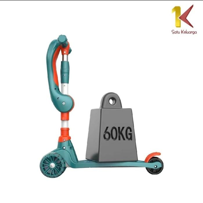 Skuter Otoped Anak Lipat 2in1 Roda 3 + Deker + Helm