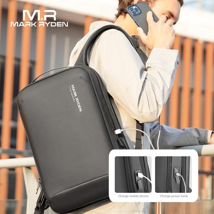 Tas Backpack MARK RYDEN MR9008 Ransel Slim Laptop 15.6 Inch USB