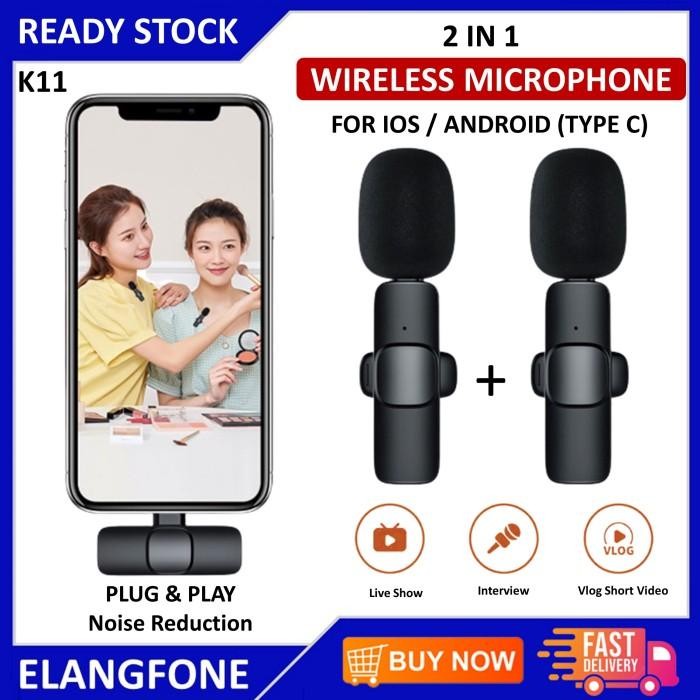 [Allthebest] Microphone Wireless Lavalier Mini Dual Mic for iPhone Android - Type C