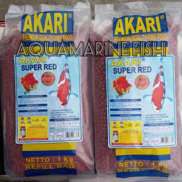 AKARI SUPER RED REFILL 1 KG PELET IKAN PAKAN IKAN KOI KOKI LOUHAN CHANNA OSCAR PARROT PIGMEN MERAH