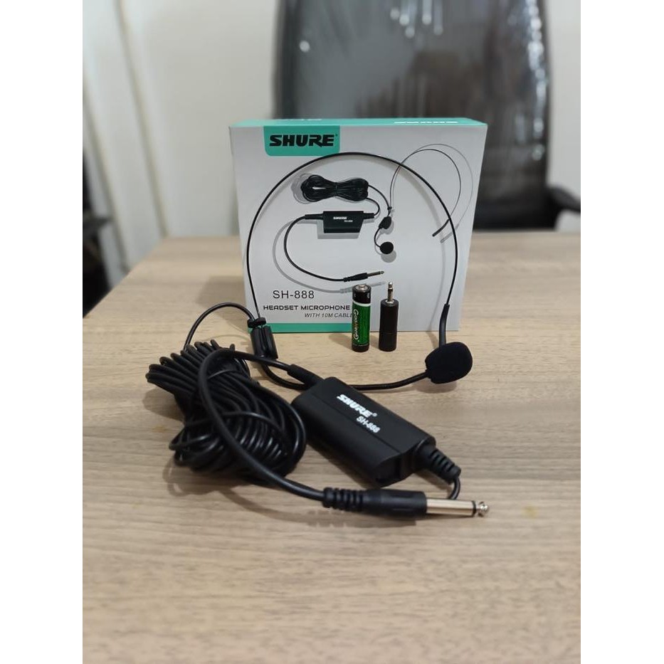 Mic Headset Bando Mic Kabel Shure SH 888 Panjang Kabel 10meter