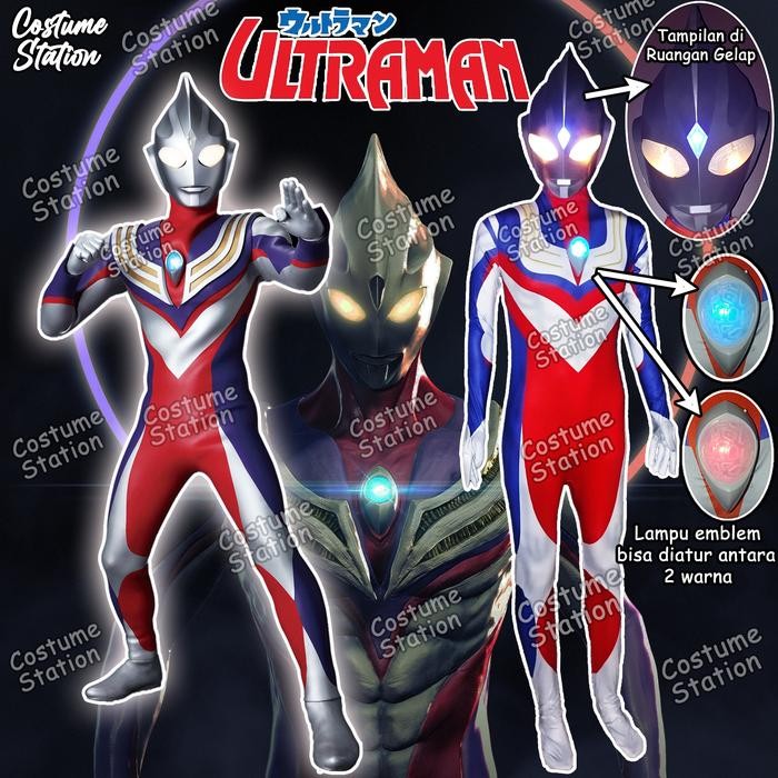 xie Kostum Ultraman Tiga / Costume Superhero Anime pria dewasa