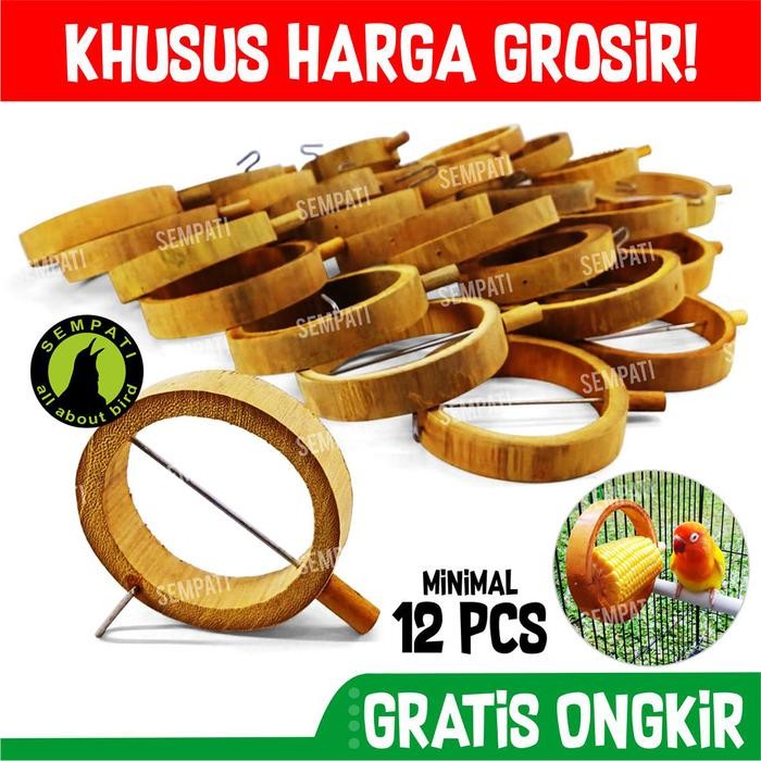 GROSIR Gantungan Bambu Tempat Makan Mainan Buah Jagung Timun Burung GTBS