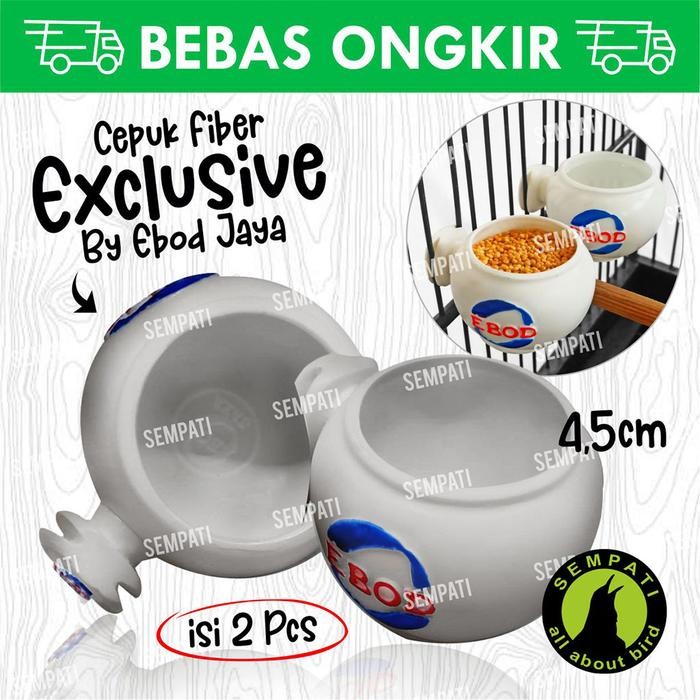 Cepuk cangkir fiber bulat ebod jaya isi 2 wadah pakan minum burung