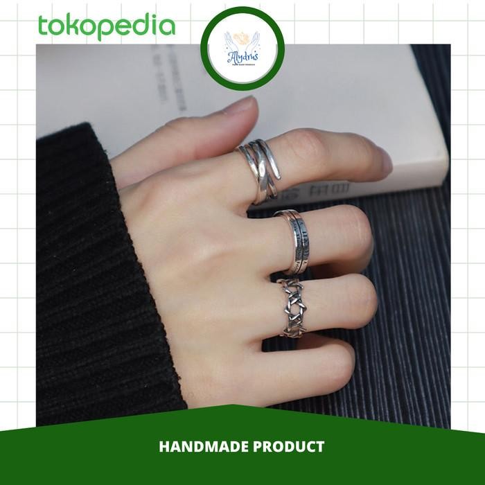 Cincin Titanium aesthetic 1set 3pcs Ring/cincin korea angka romawi