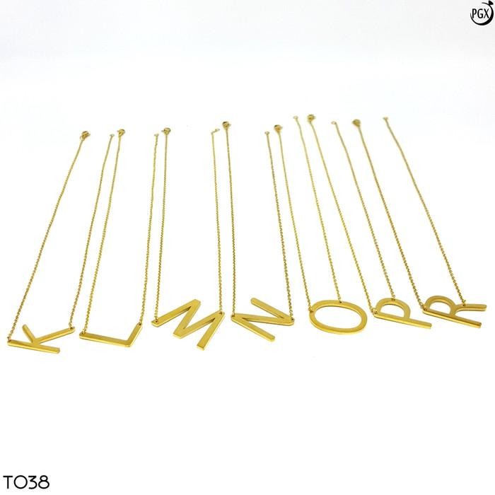 Kalung Titanium Huruf Inisial Nama Alpha Beta Artis Anti Karat T038