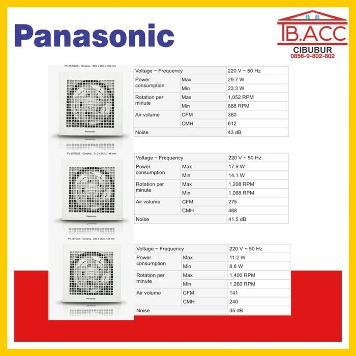 (Allthebest) EXHAUST FAN PANASONIC FV-20TGU5 (8")/ PANASONIC 20 TGU/20TGU