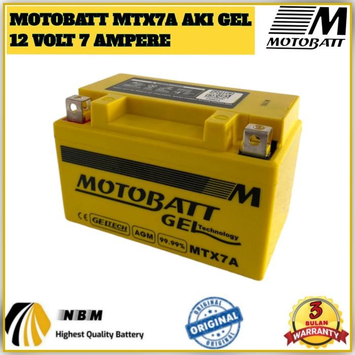 Aki Motor Ninja 250 FI/Karbu/PULSAR/PIAGIO/KYMCO Motobatt MTX7A Aki GEL Original